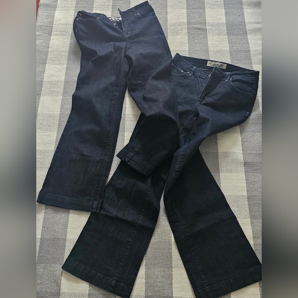 Twofer BOGO Faded Glory Dark Blue Flared Jeans Sz 10